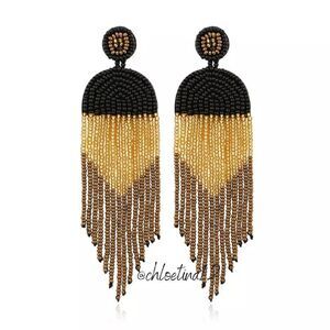 NEW Handmade Boho Vintage Beaded Dangle Earrings, Luxury Statement Earri…